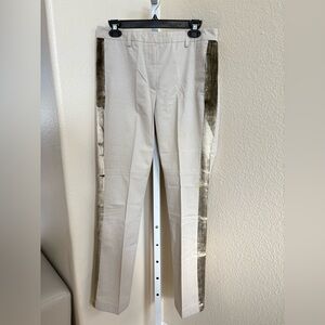 Pollini Velvet Panel Trousers in Khaki - Size 8